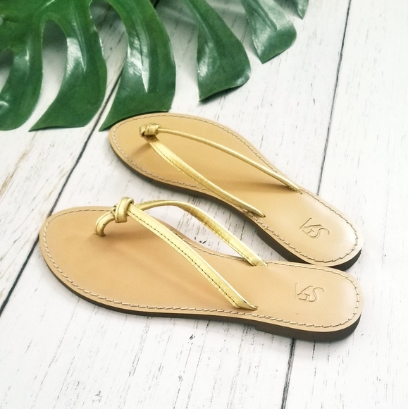 Saks 5th Ave Gold Lesther Sandals | SZ•7 - Picture 2 of 6